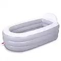 Inflatable Bathtub for Adults, Portable Bathtub with Backrest, 165 × 86 × 71 cm Foldable Freestanding Bath Tub for Home Spa or Ice Bath(Gray White)