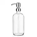 ARKTEK Glass Soap Dispenser - Clear Dish for Kitchen, Refillable Liquid Hand with Rust Proof Stainless Steel Pump Bathroom, Countertop (17 Ounce/ 500 ML)