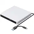 QDSYLQ Lector CD DVD Externo, Grabadora CD Externa con USB 3.0 y Type-C, Disquetera Externa USB CD/DVD-RW Drive, Lector de CD Externo para PC, Portatil, iMac, Macbook, Windows 11/10/8/XP/Linux/MacOS