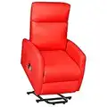 vidaXL Silla Reclinable de Masaje Ajustable Reposapiés Silla Sofá Asiento Sala de Estar Oficina Mueble Mobiliario Ergonómico Pie Cuero Sintético Rojo