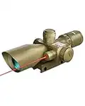 PINTY Rifle Scope 2.5-10x40 with Red Laser Sight for 20mm Picatinny or Weaver Rail Rifles, RG Illuminated Rangefinder Mil Dot w Multicoated Lenses 5 Brightness Settings & Batteries, Flat Dark Earth