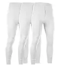 Andrew Scott Men's 3 Pack Premium Cotton Base Layer Long Thermal Underwear Pants, 3 Pack -White, XX-Large