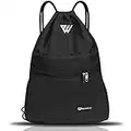 WESTWOOD FOX WFX - Bolsa de cordón impermeable para gimnasio, mochila para mujeres y hombres, bolsa de polietileno con bolsillo exterior con cremallera, escuela, playa, vacaciones, natación, viajes,