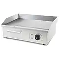 vertes Grillplatte Bratplatte Plancha Grill Elektrisch 3000W aus Edelstahl (Grillfläche Glatt 55x35cm, Thermostat, Temperatur 50-300°C, Spritz & Wärmeschutz, Auffangbehälter, Anti Rutsch Gummifüße)