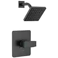 Delta Faucet Modern 14 Series Matte Black Shower Faucet, Delta Shower Trim Kit with Single-Spray Touch-Clean Black Shower Head, Matte Black T14267-BL-PP (Valve Not Included)