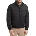 Dockers Men's Quilted Lined Flight Bomber Jacket, Black, Large