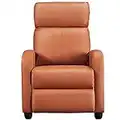 Yaheetech Modern Tan Recliner PU Leather Sofa Upholstered Reclining Chair Classic Single Airmchair for Living Room Bedroom