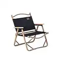 Naturehike Camping Folding Ultralight Chair Outdoor Furniture Backpacking Chair with Wooden Handle Aluminum Bracket Stable Collapsible Camp Chair for Outdoor Hiking,Fishing,Picnic,Travel (Black)