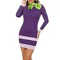 Ovokcina Halloween Costume Dresses Long Sleeve Bodycon Purple Daphne Scoopy Doo Mini Dress With Scarf Plus Size