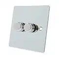 Alliance Electrical FPC2GDIM40 Polished Chrome Flat 400W-10 Amp Double 2 Gang 2 Way 400W Light Dimmer Switch, 400 W, 240 V