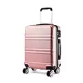 Kono 20 inch Cabin Suitcase Lightweight ABS Carry-on Hand Luggage 4 Spinner Wheels Trolley Case 55x40x22 cm(Nude)