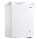Igloo ICFMD35WH6A 3.5 Cu. Ft. Chest Freezer with Removable Basket, Free-Standing Door Temperature Ranges From-10° to 10° F, Front Defrost Water Drain, Perfect for Homes, Garages, Basements, RVs, White