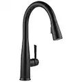 DELTA (FAUCETS) Essa Single-Handle Touch Kitchen Sink Faucet with Pull Down Sprayer, Touch2O Technology and Magnetic Docking Spray Head, Matte Black 9113T-BL-DST