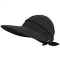 Simplicity Hats for Women UPF 50+ UV Sun Protective Convertible Beach Visor Hat, Black, One Size