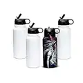 AGH 32 oz Sublimation Water Bottle Blanks,4 Pack Double Wall Vacuum Flask Stainless Steel Sublimation Tumbler blank Sports Wide Mouth Water Bottle with Straw and Portable Handle