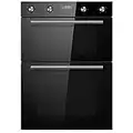 Cookology CDO900BK 90cm Black Glass Built-in Electric Double Oven & timer