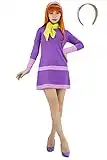 DAZCOS Womens Purple Dress Cosplay Outfits with Scarf and Headband Anime Costume (Medium)