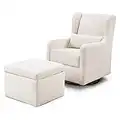 Carter's by DaVinci Adrian Swivel Glider with Storage Ottoman in Performance Cream Linen, Water Repellent and Stain Resistant, Greenguard Gold & CertiPUR-US Certified