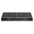 Navaris Double Induction Cooktop - Portable Dual Countertop Electric Stove Burner Cook-Top Hot Plate with 2 Hobs for Cooking - 24 x 14 x 3 Inches