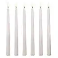 HONGXW 6Pcs Ivory Taper Flameless Candles Flickering LED Candles Lights Ivory Wax Dripless Battery Operated Fake Candles for Christmas Wedding Party Dinner Decor, Warm White, 11inch/27.94cm