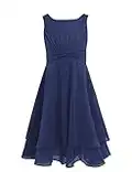 CHICTRY Mädchen Kleider Festlich Hochzeit Partykleid Chiffon Festzug Kinder Brautjungfer Kleider Kinderkleider Gr. 104 116 128 140 152 164 Marineblau 152