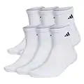 adidas Men's Athletic Cushioned Quarter Socks (with Arch Compression for a Secure fit (6-Pair), White/Black, Large