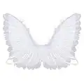 White Feather Angel Wings with Elastic Straps Cosplay Party Wings Halloween Costumes Stage Performance Angel Costumes Accessory for Girls Kids Petite Women Photo Prop Halloween Outfits