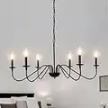 ETONIMERR Black Farmhouse Chandeliers Ceiling Lights 6 Light Candle Rustic Chandeliers for Dining Room Light Fixtures for Living Room Bedroom Kitchen Island Foyer