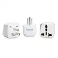 Ceptics European/India to US plug adapter - Flat outlet UK to US, Europe Round Australian to USA 3 Prong - 220 to 110 Travel Adaptor, European to American (Type B) - 3 Pack (GP-5-3PK)