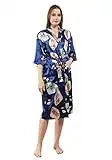 Westkun Kimono Femme Robe de Chambre Satin Pyjama Japonais Grande Taille Peignoir Longue Robe de Demoiselle d'honneur Mariage Party Cadeau(Ventilateur,3XL)