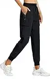 Libin Women's Cargo Joggers Lightweight Quick Dry Hiking Pants Athletic Casual Outdoor, Black M