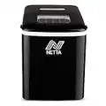 NETTA Ice Maker Machine for Home Use Makes Cubes in 10 Minutes - Large 12kg Capacity 1.8L Tank - No Plumbing Required - Includes Scooper and Removable Basket - Black