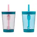 Contigo Kids Spill-Proof 14oz Tumbler with Straw and BPA Free Plastic, 2 Pack Strawberry Cream & Blue Raspberry