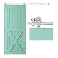 TSMST 5FT/152cm Herraje para Puerta Corredera Kit de Acero Inoxidable Accesorios para Puertas Correderas, Riel Juego para Puerta de Madera Soltera-Estilo T