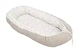 ULLENBOOM ® Babynest & Kuschelnest (55x95 cm) Floral-Sand (Made in EU) - Babynestchen für Neugeborene, ideal als Reisebett, Baby Cocoon & Kuschelbett, Waffelpiqué