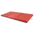 ECR4Kids Premium Folding Rest Mat, 3-Section, 1In, Classroom Furniture, Blue/Red