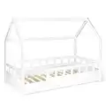 IDMarket - Lit cabane Enfant 80 x 160 CM NEREE Blanc avec sommier et barrières