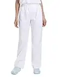 WWOO Femme Pantalon de Travail Blanc Pur Pantalons médical Taille Elastique pour Coton Opaque Matériau Mince L