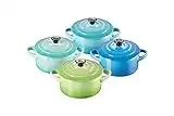 Le Creuset stoneware Set of 4 Petite Casseroles, 200 ml, Palm/Cool Mint/Teal/Marseille Blue, 79212105139100