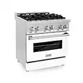ZLINE 30" 4.0 cu. ft. Dual Fuel Range with Gas Stove and Electric Oven in Fingerprint Resistant Stainless Steel and White Matte Door (RAS-WM-30)