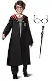 Harry Potter Costume Combo, Official Wizarding World Harry Potter Hooded Robe, Glasses and Wand for Kids, Size Small (4-6)