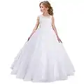 Abiti da bambina con fiore bianco Abiti da sposa ragazza Abiti da damigella d'onore Festa da principessa Prom Abito da battesimo bianco