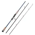 Goture Portable Travel Fishing Rod - 3 Piece 24T Carbon Spinning Rod with Cork Grip Handle, Lightweight Bass Fishing Pole for Freshwater & Saltwater(6-10 Foot M Power)