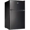 Walsh Compact Refrigerator, Dual Door Fridge, Adjustable Mechanical Thermostat with Freezer, Reversible Doors, 3.1 Cu.Ft, Black