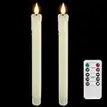 Homemory 2 PCS Flameless Taper Candles with Remote and Timer, 9.6 inch Ivory LED Candle Sticks Battery Operated, Dripless Real Wax Window Candles with 3D Flickering Flame for Fireplace Christmas