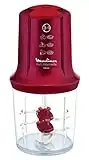 Moulinex Mini Hachoir Électrique Multi Moulinette 3en1, Hacher, Mixer, Émulsionner, Mayonnaise, Chantilly, Viande, Légumes, Herbes, Épices, Fruits Secs, 2 Vitesses, 500 W, Rouge AT714G32