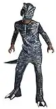 Rubies 641180 Costume Blue Velociraptor Classic, Per bambini, Tuta, copristivali, coda e maschera, Oficial Jurassic World, Multicolore, Taglia M (5-7 anni)