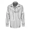 Tartanista - Chemise Ghillie pour homme - style Jacobite - blanc - XXX-Large