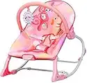 COSTWAY Baby Bouncer Chair, 2 in 1 Infant Rocker and Seat with Soothing Vibration & Music Hanging Toys, 3 Positions Toddler Rocking Chairs Hold up to 18 kg (Pink)