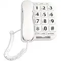 JeKaVis JF11W Big Button Corded Phone for Elderly Amplified Phones for Hearing Impaired Seniors with Loud Handsfree Speakerphone